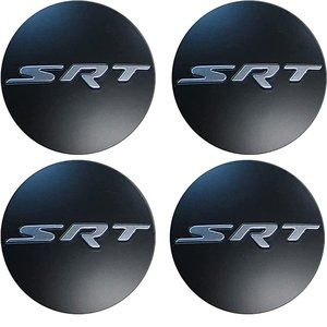 4 Matte Black Chrome DODGE & JEEP SRT Wheel Center Caps Dodge Charger Challenger